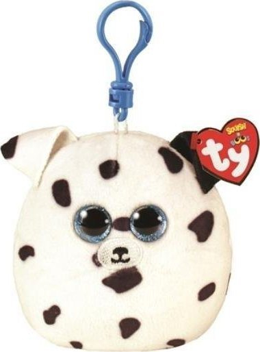 Varëse çelësash lodër pelushi TY Mini Beanie Squishies Squish a Boos FETCH, 3", qen Dalmatian, shumëngjyrëshe