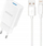 Полнач за ѕид Dudao A4EU, USB A 2.1A, кабел USB A Lightning, бел