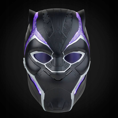 Helmë role play Marvel Legends Black Panther Premium elektronike, me drita, lente që ngrihen, e zezë