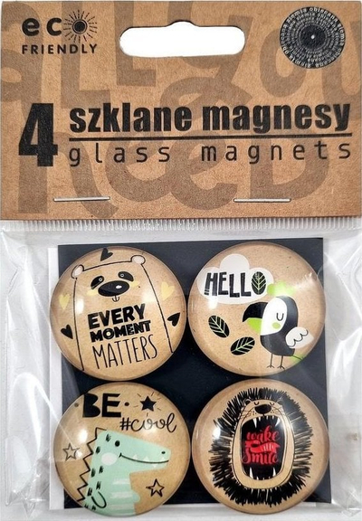 Magnetë xhami FANDY, set 4 copë, dizajn shumëngjyrësh