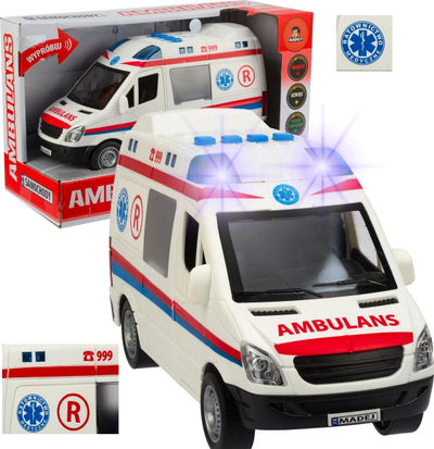 Makina lodër ambulancë Madej Rescue Car, dritë dhe tinguj, 27x16x12 cm, e bardhë