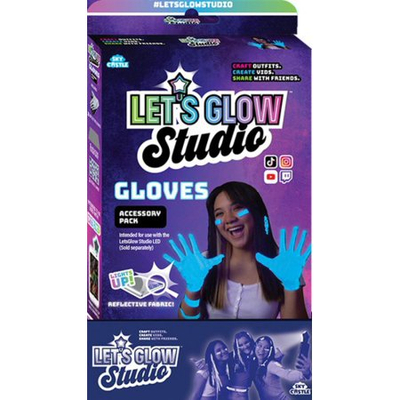 Set kreativ Let’s Glow Studio Gloves, doreza reflektuese, aksesor për video, blu