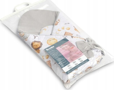 Mbështjellës bebe Baby Nest Cone Wrap Muslin Zodiac, 75x75 cm, gri
