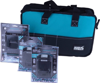 Set startues mjetesh me bateri Dedra DED7001A, 2x bateri 18V 4Ah DED7034, karikues 60W DED7038