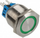 Buton metalik me LED DimasTech PD056, 25mm, LED i gjelbër, ngjyrë argjendi