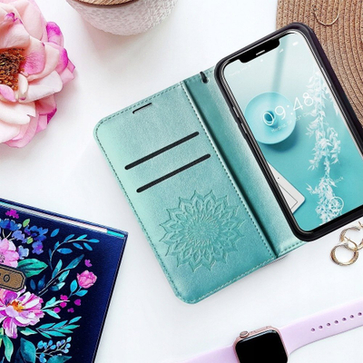 Këllëf telefoni Mezzo Book Mandala për Xiaomi Mi 11 Lite, tip portofol, me rrip dore, jeshil