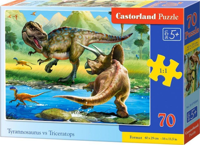 Puzzle Castorland Tyrannosaurus vs Triceratops, 70 elemente, 40 x 29 cm