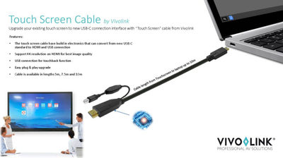Kabllo USB Vivolink PROUSBCHDMIUSBB3, USB C në HDMI dhe USB B, 4K, e zezë