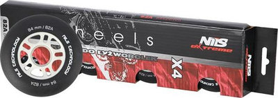 Rrota patinash Nils, set me 4 copë, 84 mm, 82A, të zeza