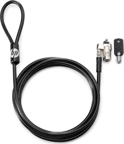 Kabllo sigurie për laptop HP Master Keyed Cable Lock 10mm, me çelës, metalike, gri