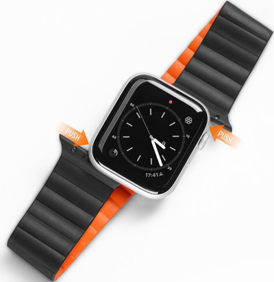 Rrip ore Apple Watch Dux Ducis Magnetic Strap Chain, 38 41mm, mbyllje magnetike, zi portokalli