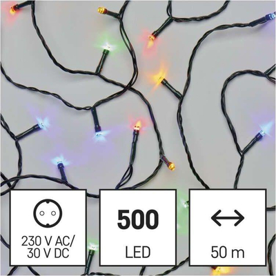 Drita festive Emos, 500 LED shumëngjyrëshe, 50 m