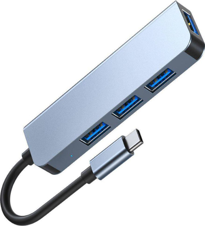 USB HUB Tech-Protect (9589046919367), 1x USB-C + 2x USB-A 3.0, i hirtë 