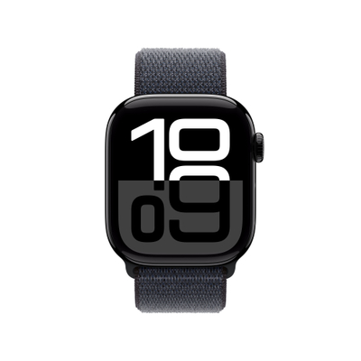 Apple Watch Series 10 GPS, 42mm, Jet Black Aluminum Case with Ink Sport Loop