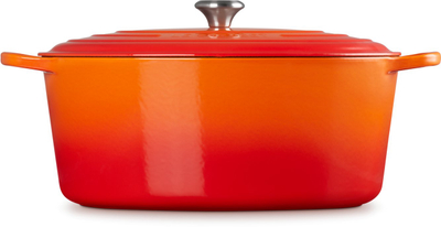 Tenxhere gize ovale Le Creuset Signature, me kapak, portokalli