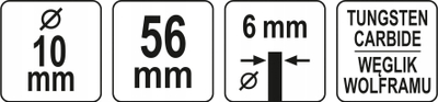 Freza cilindrike për hekur Yato YT-61723, dia 10mm, bisht 6mm, ngjyrë argjendtë