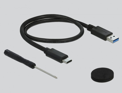 Kuti e jashtme për disk DeLOCK 42611, 2.5", USB 10 Gbps, alumini, e zezë e bardhë
