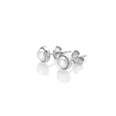 Vathë Amulets Pearl Earrings, perlë 5mm, argjend sterlin, të argjendtë