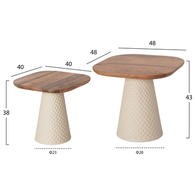 Set 2 tavolina për kafe Golfer (HM9924), krem