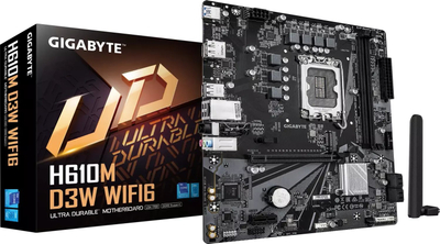 Pllakë amë Gigabyte H610M D3W, mATX, WiFi 6, e zezë