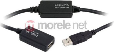 Kабел продолжувач USB LogiLink UA0146, USB 2.0, 20 m, црн