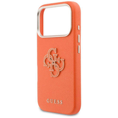Kapak telefoni Guess Hardcase Resin Logo, iPhone 17 Pro, portokalli