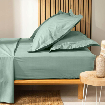 Çarçaf dopio me goma Douceur d'intérieur Cotton, 180x200 cm, 100% pambuk, jeshil
