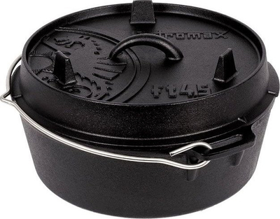 Tenxhere gize Petromax Dutch Oven, kapak me buzë të ngritur, e parapërgatitur, e zezë