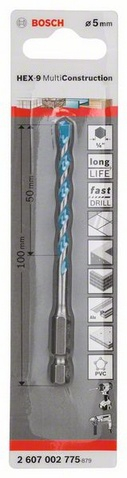 Bit shpimi Bosch Hex-9, 5mm, 100mm, gri