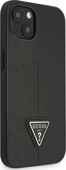 Husë telefoni Guess Saffiano Triangle Logo për iPhone 13 mini 5.4", hardcase, e zezë