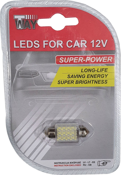 ЛЕД сијалица авто Autoduals 27SMD 36mm, 270lm, SV8.5, бела