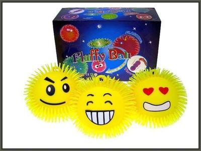 Lodër top Fluffy Ball T259, 20 cm, me drita LED, i verdhë