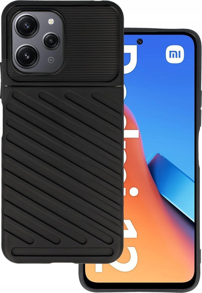 Kuti mbrojtëse Thunder për Xiaomi Redmi 12, TPU, antirrëshqitëse, e zezë