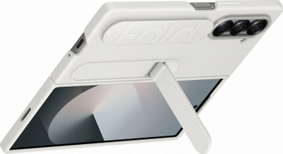 Kapak telefoni Samsung Silicone Case, me grip edhe stand, i bardhë