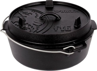 Tenxhere gize Petromax Dutch Oven, 5.5L, me kapak tigan, e zezë