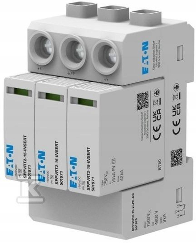 Modul mbrojtës kundër stuhisë Eaton SPPVRT12-15-2+PE, për fotovoltaik, gri