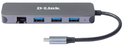 Qendër USB D-Link, 5-n-1, Gigabit Ethernet, 60W PD, gri