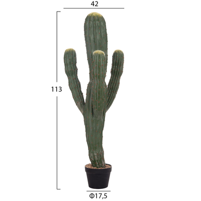 Bimë dekorative artificiale HM4746, kaktus me vazo, 113cm, e gjelbër