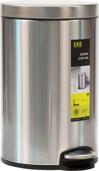 Kosh me pedale EKO Serene EK9215MT 12L, inox, mbyllje e butë, argjendtë e zezë