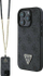 Mbështjellës telefoni Guess Leather Logo Rhinestone Crossbody për iPhone 16 Pro Max 6.9", me rrip, i zi