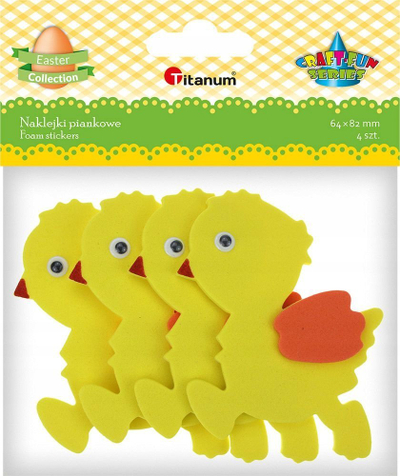 Ngjitësa 3D me shkumë Titanum Chicks, 64x82mm, 4 copë, shumëngjyrëshe
