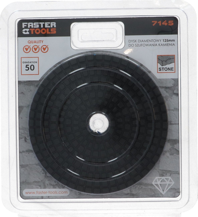 Disk diamanti për gur Faster Tools 7145, 125mm, gradacion 50, i zi