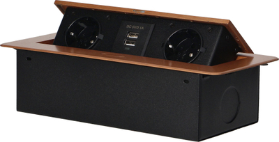 Prizë e fshehtë për mobilje ORNO OR-AE-13109, 2x Schuko, 2x USB, ngjyrë ari