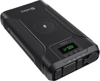 Powerbank Sandberg Survivor 7in1 76800 mAh, karikim wireless, rezistente ndaj ujit, e zezë
