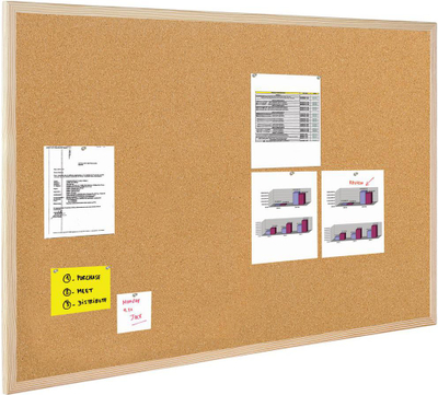 Табла за известување Bi-Office Cork Noticeboard MC030012010, 60x40 cm, рамка од борно дрво