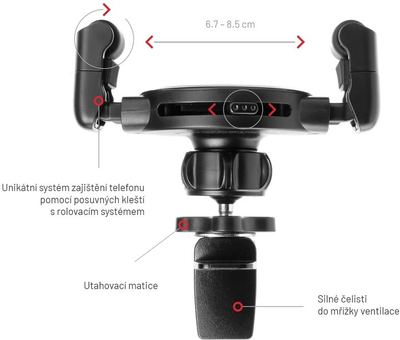 Mbajtës universal makine FIXED Roll 2 Vent, i zi