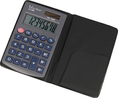 Kalkulator xhepi Vector VC-200III, ekran 8 shifra, furnizim i dyfishtë, gri