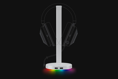 Qendrim për kufje Razer Base Station V2 Chroma, me USB hub, Mercury e bardhë