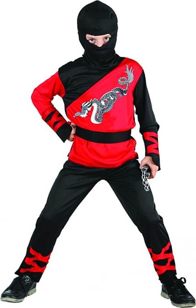 Kostum për kalamaj Dragon Ninja, gjatësi 110–120 cm, 100% poliester, i kuq me t’zezë