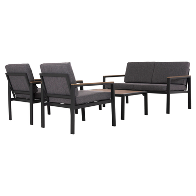 Set salloni kopshti SAFIN HM6278.03, 4 pjesë, alumin me jastëkë olefin, gri e errët